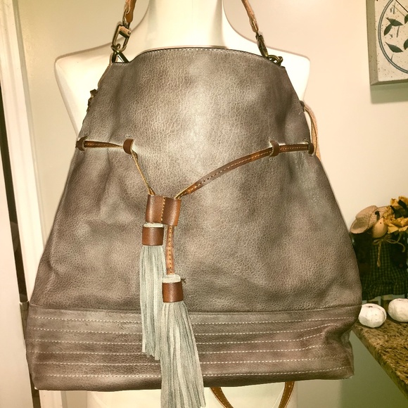 Free People slouchy washed tassels large hobo bag - Picture 1 of 16